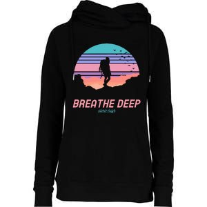 Breathe Deep Climb High Hiking Camping Backpacking Womens Funnel Neck Pullover Hood