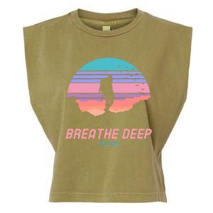 Breathe Deep Climb High Hiking Camping Backpacking Garment-Dyed Women's Muscle Tee