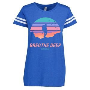 Breathe Deep Climb High Hiking Camping Backpacking Enza Ladies Jersey Football T-Shirt