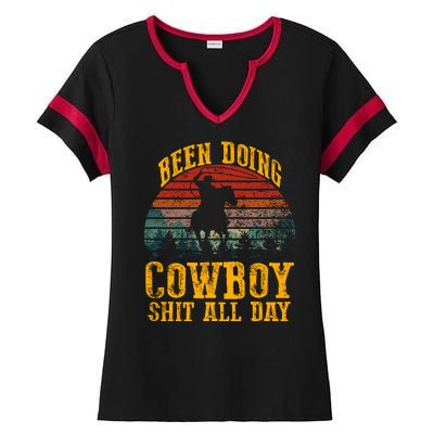 Been Doin' Cowboy Shit All Day Ladies Halftime Notch Neck Tee