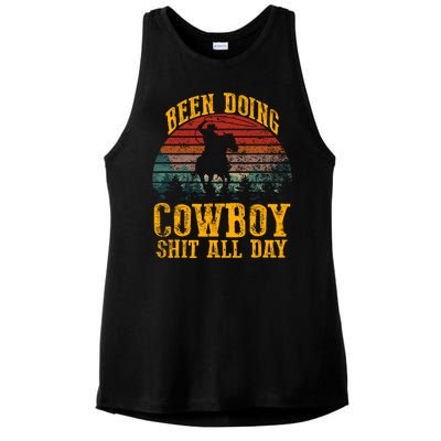 Been Doin' Cowboy Shit All Day Ladies PosiCharge Tri-Blend Wicking Tank