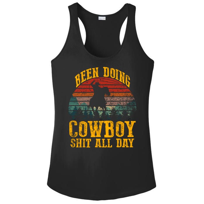 Been Doin' Cowboy Shit All Day Ladies PosiCharge Competitor Racerback Tank