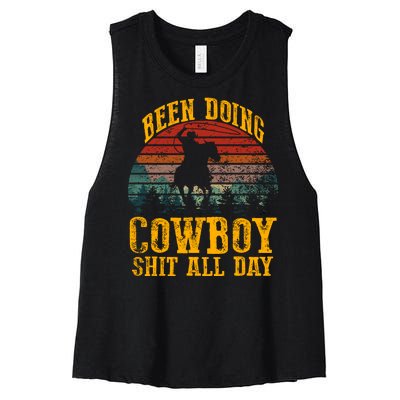 Been Doin' Cowboy Shit All Day Women's Racerback Cropped Tank