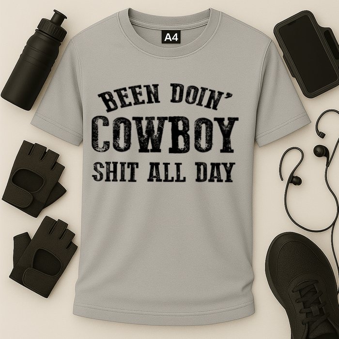 Been Doin' Cowboy Shit All Day Cooling Performance Crew T-Shirt