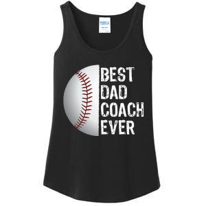 Best Dad Coach Ever Funny Baseball Tee for Sport Lovers Ladies Essential Tank