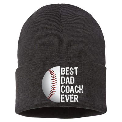 Best Dad Coach Ever Funny Baseball Tee for Sport Lovers Sustainable Knit Beanie