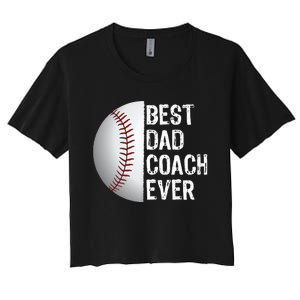 Best Dad Coach Ever Funny Baseball Tee for Sport Lovers Women's Crop Top Tee