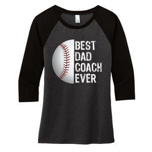 Best Dad Coach Ever Funny Baseball Tee for Sport Lovers Women's Tri-Blend 3/4-Sleeve Raglan Shirt