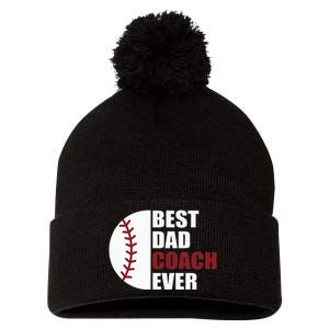 Best Dad Coach Ever Baseball Fathers Day Baseball Dad Coach Pom Pom 12in Knit Beanie