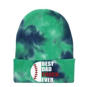 Best Dad Coach Ever Baseball Fathers Day Baseball Dad Coach Tie Dye 12in Knit Beanie