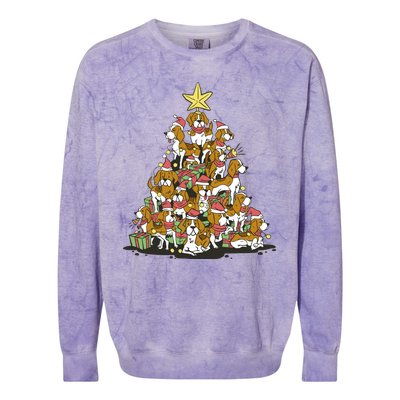 Beagle Dogs Christmas Tree Colorblast Crewneck Sweatshirt