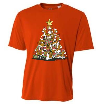 Beagle Dogs Christmas Tree Cooling Performance Crew T-Shirt