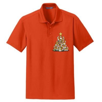 Beagle Dogs Christmas Tree Dry Zone Grid Polo