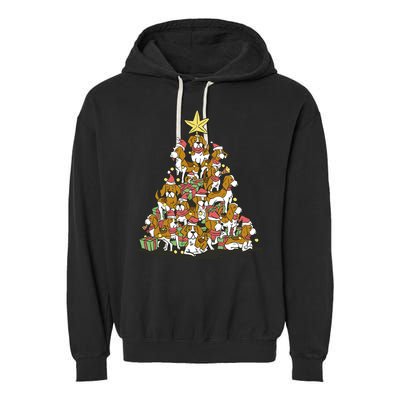 Beagle Dogs Christmas Tree Garment-Dyed Fleece Hoodie