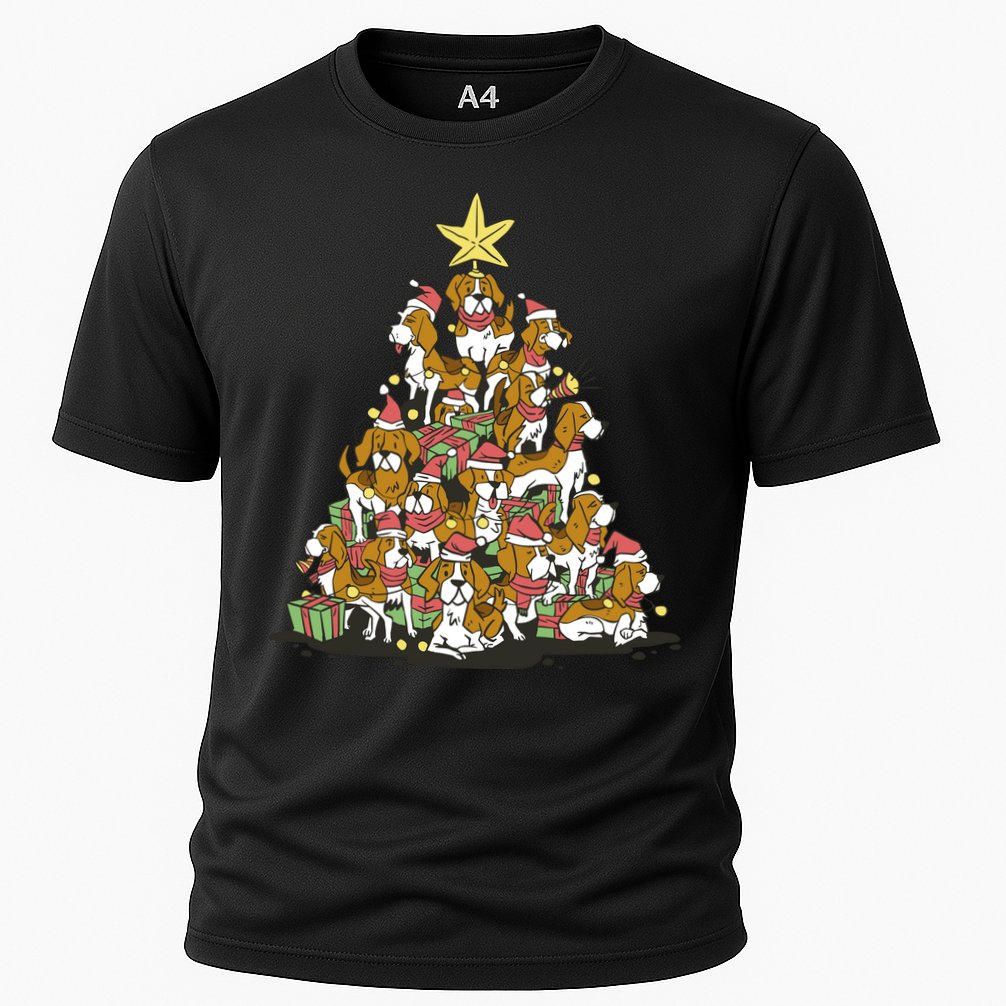 Beagle Dogs Christmas Tree Cooling Performance Crew T-Shirt