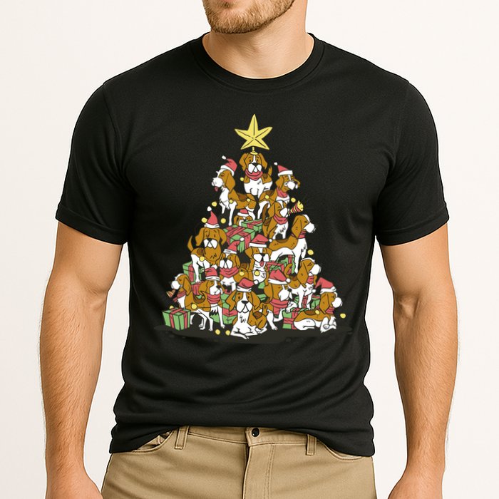 Beagle Dogs Christmas Tree Cooling Performance Crew T-Shirt