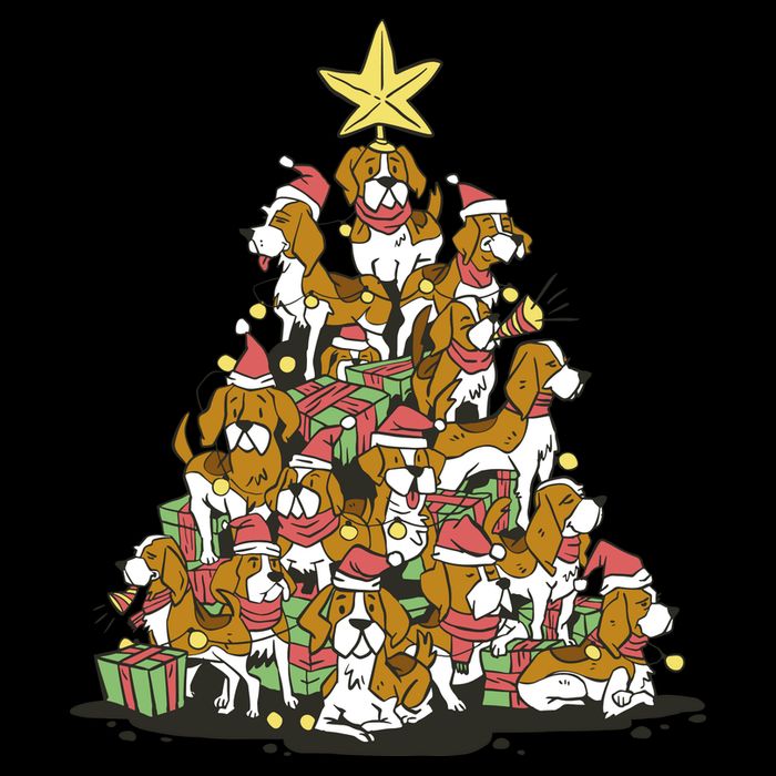 Beagle Dogs Christmas Tree Cooling Performance Crew T-Shirt