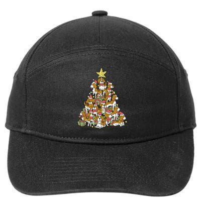 Beagle Dogs Christmas Tree 7-Panel Snapback Hat