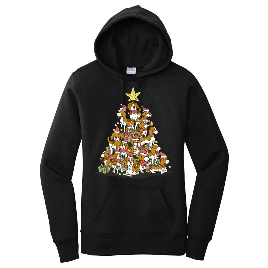 Beagle Dogs Christmas Tree Women's Pullover Hoodie