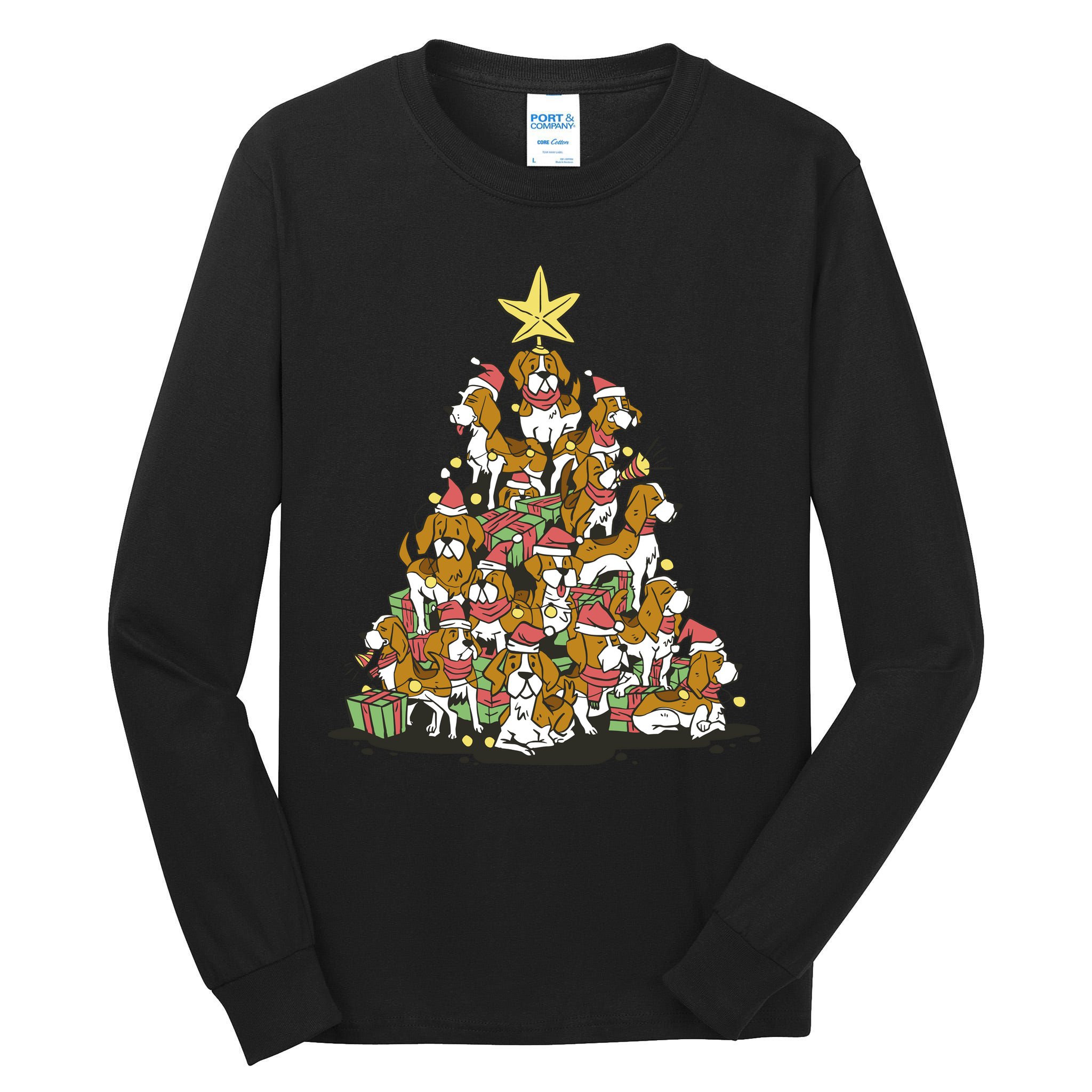 Beagle Dogs Christmas Tree Tall Long Sleeve T-Shirt