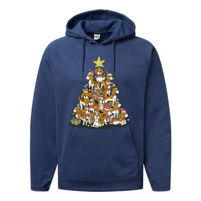 Beagle Dogs Christmas Tree Performance Fleece Hoodie