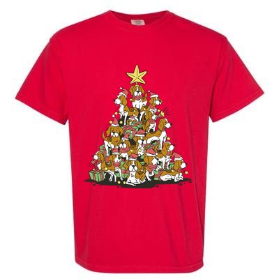 Beagle Dogs Christmas Tree Garment-Dyed Heavyweight T-Shirt