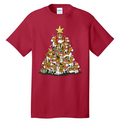 Beagle Dogs Christmas Tree Tall T-Shirt