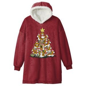 Beagle Dogs Christmas Tree Hooded Wearable Blanket