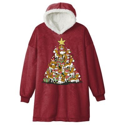 Beagle Dogs Christmas Tree Hooded Wearable Blanket