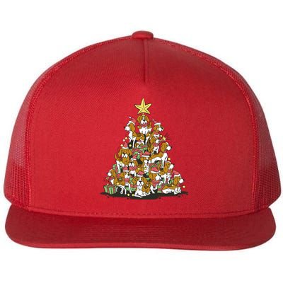 Beagle Dogs Christmas Tree Flat Bill Trucker Hat