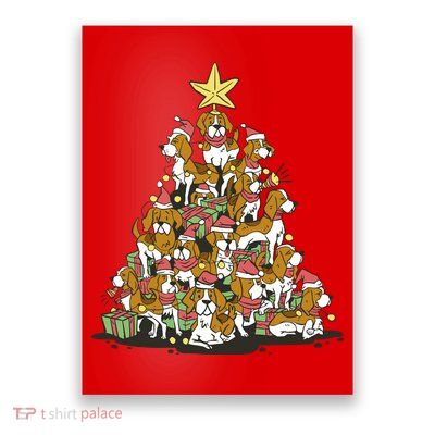 Beagle Dogs Christmas Tree Poster