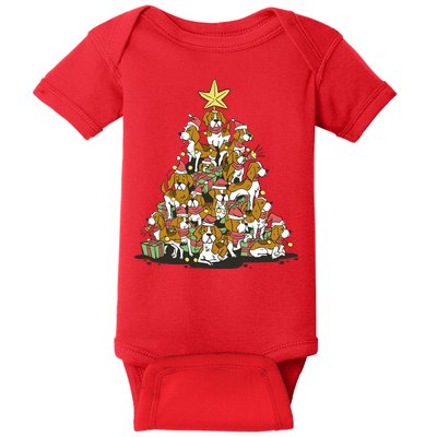 Beagle Dogs Christmas Tree Baby Bodysuit