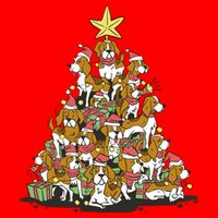 Beagle Dogs Christmas Tree Women's V-Neck T-Shirt