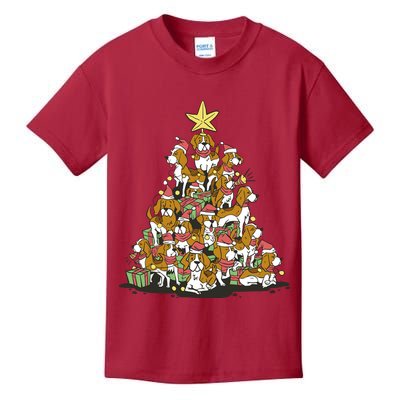 Beagle Dogs Christmas Tree Kids T-Shirt