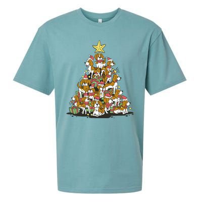 Beagle Dogs Christmas Tree Sueded Cloud Jersey T-Shirt