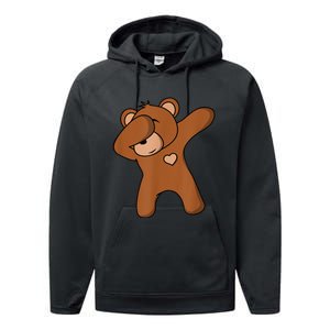 Bear Dancing DAB Bear Party Dancing Bear Teddy Performance Fleece Hoodie