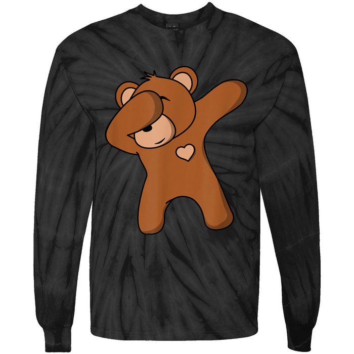 Bear Dancing DAB Bear Party Dancing Bear Teddy Tie-Dye Long Sleeve Shirt