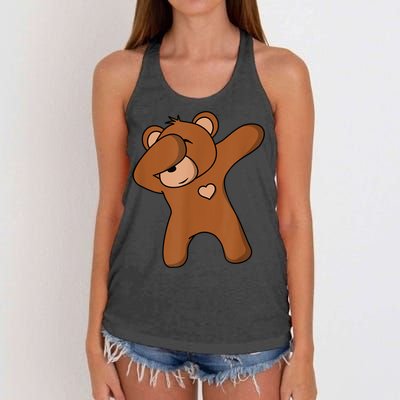 Bear Dancing DAB Bear Party Dancing Bear Teddy Women's Knotted Racerback Tank