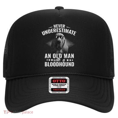 Bloodhound Dog Dad Funny Dog Lover Gift High Crown Mesh Back Trucker Hat