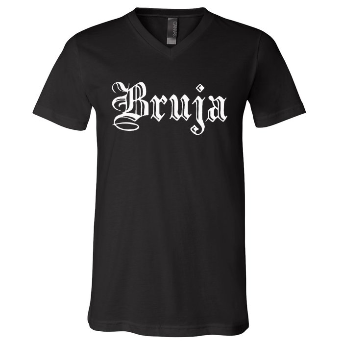 Bruja Dia De Muertos Mexican Halloween Witch Latina V-Neck T-Shirt