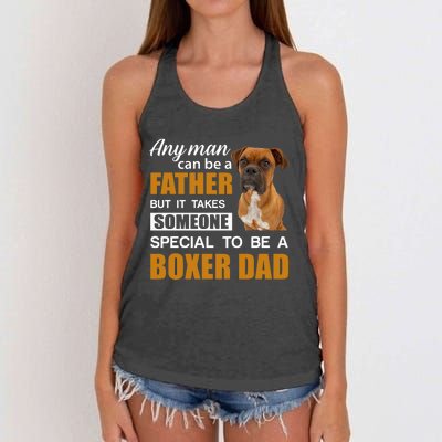 Boxer Dad Dog Lovers Fathers Day Women's Knotted Racerback Tank