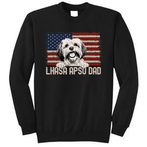 Best Dog Dad Ever American Flag Lhasa Apso Dad Sweatshirt