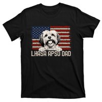 Best Dog Dad Ever American Flag Lhasa Apso Dad T-Shirt