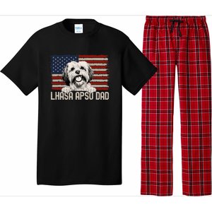 Best Dog Dad Ever American Flag Lhasa Apso Dad Pajama Set