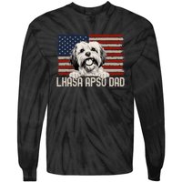 Best Dog Dad Ever American Flag Lhasa Apso Dad Tie-Dye Long Sleeve Shirt