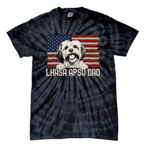 Best Dog Dad Ever American Flag Lhasa Apso Dad Tie-Dye T-Shirt