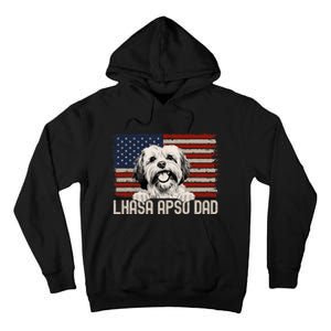 Best Dog Dad Ever American Flag Lhasa Apso Dad Tall Hoodie