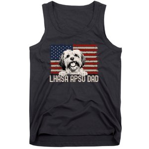 Best Dog Dad Ever American Flag Lhasa Apso Dad Tank Top