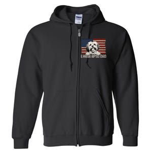 Best Dog Dad Ever American Flag Lhasa Apso Dad Full Zip Hoodie