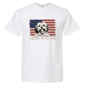 Best Dog Dad Ever American Flag Lhasa Apso Dad Garment-Dyed Heavyweight T-Shirt